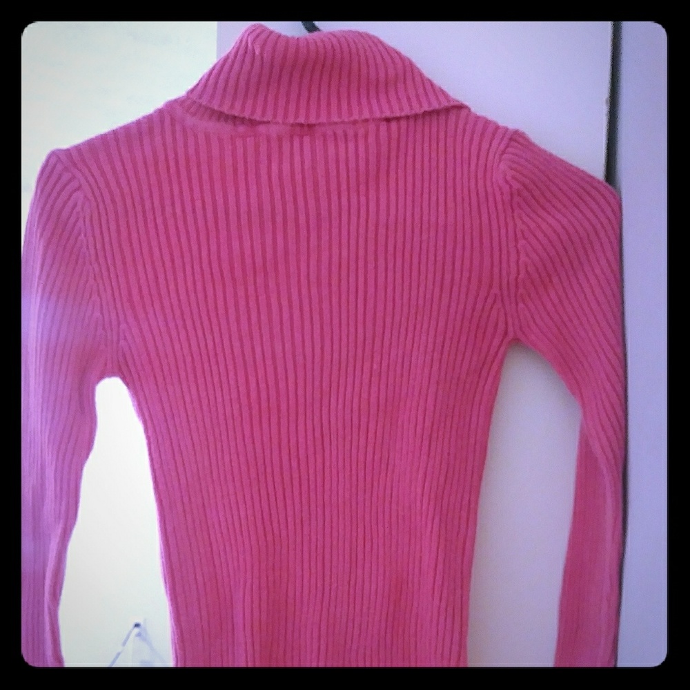 Ribbed Pink Turtleneck Sweater